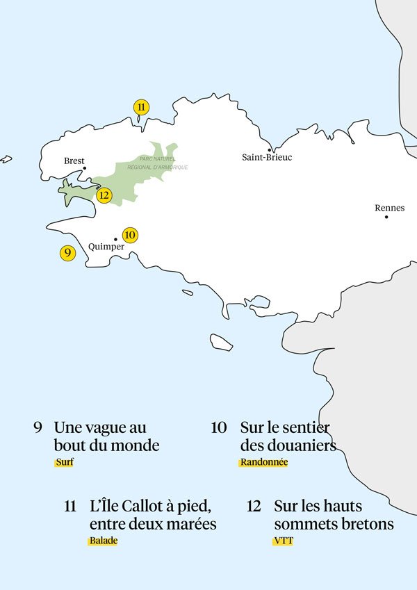 Carte de la Bretagne présente dans le guide de la micro aventure en France.