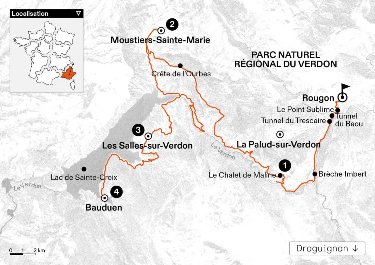 Itinéraire de rando-trail dans les Gorges du Verdon